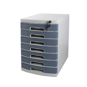 desktop drawer organizer, with security lock a4 box for office, 7 tier gray, blue, white file cabinet, increase work efficiency. (color : gray)