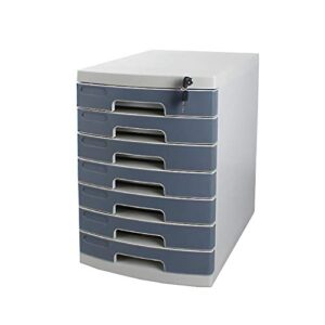 Desktop Drawer Organizer, with Security Lock A4 Box for Office, 7 Tier Gray, Blue, White File Cabinet, Increase Work Efficiency. (Color : Gray)