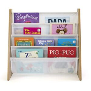 Humble Crew Toy Organizer with 20 Storage Bins, Natural/White & Natural/White Kids Book Rack Storage Bookshelf with Deep Sleeves, Universal