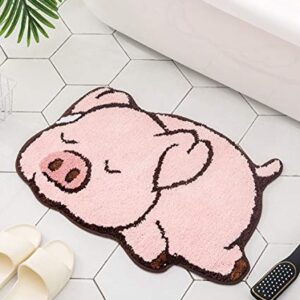 Pink Pig Design Cute Bathroom mat,Showroom Bathmat,Non-Slip Bath Rugs,Play Carpet Area Rug for Kids,Photography Props,Home Decor,Indoor mat (Sleeping Pig)