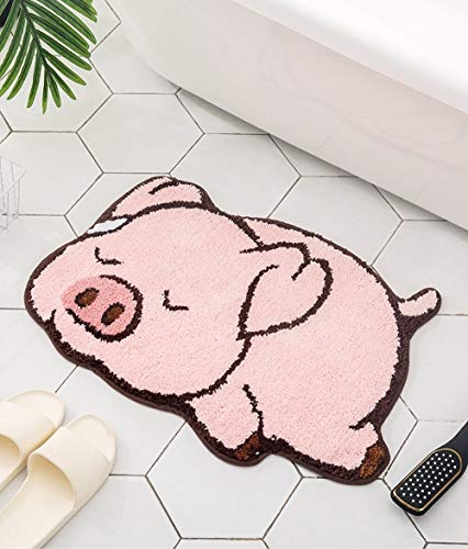 Pink Pig Design Cute Bathroom mat,Showroom Bathmat,Non-Slip Bath Rugs,Play Carpet Area Rug for Kids,Photography Props,Home Decor,Indoor mat (Sleeping Pig)