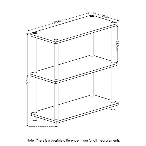 Furinno 3-Tier Open Shelf Bookcase, White/Pink 11003WH/PI & Turn-N-Tube 3-Tier Compact Multipurpose Shelf Display Rack, Pink/White