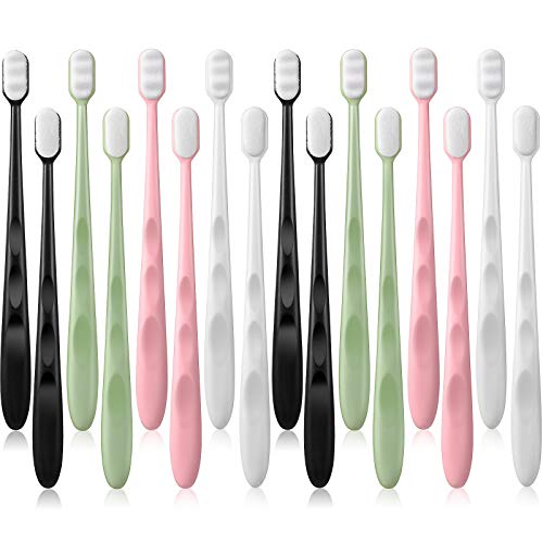 16 Pieces bristle toothbrush Extra Soft Toothbrush Micro-Nano Toothbrush with 20000 Floss Bristles Manual Toothbrushes for Sensitive Teeth Pregnant Women Elderly Children, 2 Styles