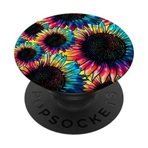 trendy colorful tie dye hippie sunflower floral pastel gift popsockets popgrip: swappable grip for phones & tablets