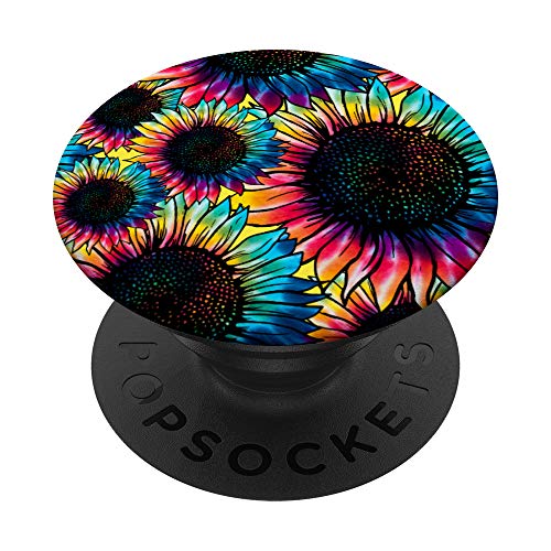 Trendy Colorful Tie Dye Hippie Sunflower Floral Pastel Gift PopSockets PopGrip: Swappable Grip for Phones & Tablets