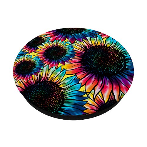 Trendy Colorful Tie Dye Hippie Sunflower Floral Pastel Gift PopSockets PopGrip: Swappable Grip for Phones & Tablets