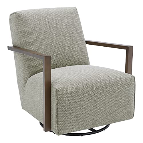 Amazon Brand – Rivet Contemporary Upholstered Glider Accent Chair with Wood Arms, 30.3"W, Pumice