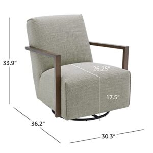 Amazon Brand – Rivet Contemporary Upholstered Glider Accent Chair with Wood Arms, 30.3"W, Pumice