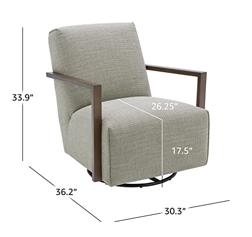 Amazon Brand – Rivet Contemporary Upholstered Glider Accent Chair with Wood Arms, 30.3"W, Pumice