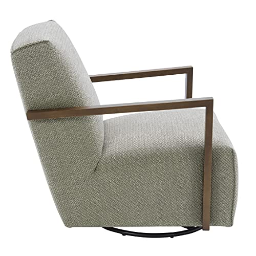 Amazon Brand – Rivet Contemporary Upholstered Glider Accent Chair with Wood Arms, 30.3"W, Pumice