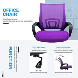 BOSSIN Office Desk Chair Mesh Ergonomic Computer Chair with Lumbar Support Modern Executive Adjustable Chair Rolling Swivel Chairs for Women Men,Black (Purple)