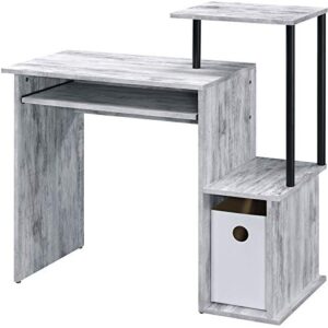 acme furniture lyphre computer desk, weathered white and black