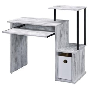 Acme Furniture Lyphre Computer Desk, Weathered White and Black