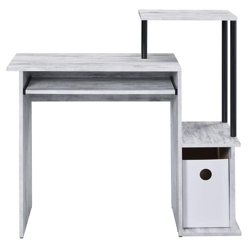 Acme Furniture Lyphre Computer Desk, Weathered White and Black