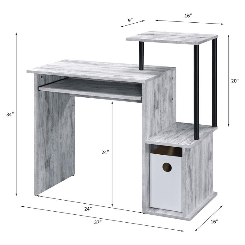 Acme Furniture Lyphre Computer Desk, Weathered White and Black