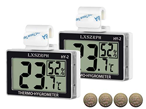 LXSZRPH Reptile Thermometer Hygrometer HD LCD Reptile Tank Digital Thermometer with Hook Temperature Humidity Meter Gauge for Reptile Tanks, Terrariums, Vivarium (2packs)