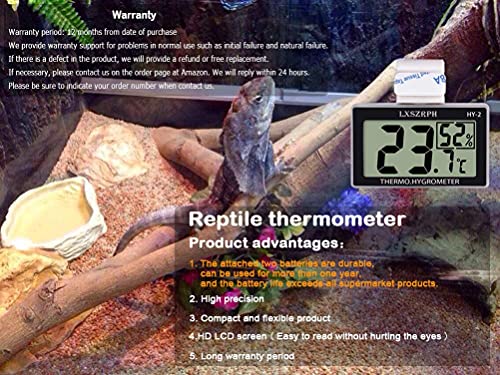 LXSZRPH Reptile Thermometer Hygrometer HD LCD Reptile Tank Digital Thermometer with Hook Temperature Humidity Meter Gauge for Reptile Tanks, Terrariums, Vivarium (2packs)