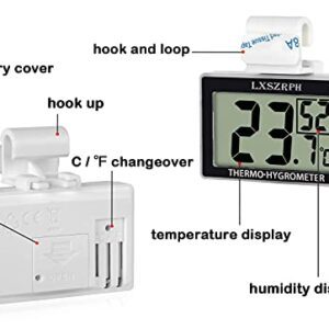 LXSZRPH Reptile Thermometer Hygrometer HD LCD Reptile Tank Digital Thermometer with Hook Temperature Humidity Meter Gauge for Reptile Tanks, Terrariums, Vivarium (2packs)