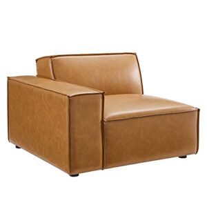 modway restore vegan leather left-arm sectional sofa chair in tan