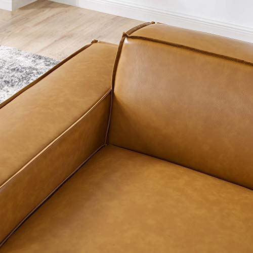 Modway Restore Vegan Leather Left-Arm Sectional Sofa Chair in Tan
