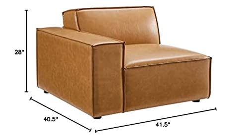 Modway Restore Vegan Leather Left-Arm Sectional Sofa Chair in Tan
