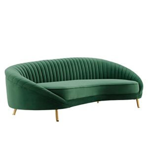 modway camber channel tufted performance velvet sofa in emerald