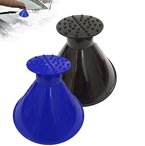 Ice Scraper, 2 Pack Ice Scraper for Car, Magical Round Car Windshield Ice Scraper, Cone-Shaped Ice Scraper with Funnel