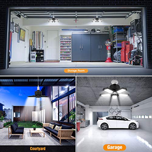 Bikuer Donzake 100W LED Garage Lights,2 Pack 8000Lumens CRI 80 6000K Adjustable Trilights Garage Ceiling Light , LED Shop Light for Garage , Workshop