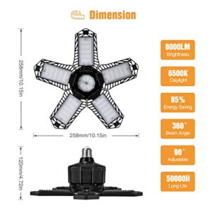 Bikuer Donzake 100W LED Garage Lights,2 Pack 8000Lumens CRI 80 6000K Adjustable Trilights Garage Ceiling Light , LED Shop Light for Garage , Workshop