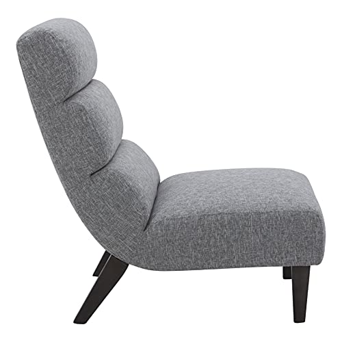 Amazon Brand – Rivet Modern Channel Tufted Armless Accent Chair, 28.3"W,Wood, Grey