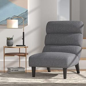 Amazon Brand – Rivet Modern Channel Tufted Armless Accent Chair, 28.3"W,Wood, Grey