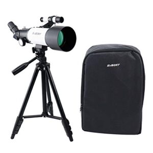 svbony sv501p telescope for kids beginners adults, astronomical refracting telescope for gift moon planets, 70mm aperture 400mm az mount, astronomical telescope, with tripod and backpack