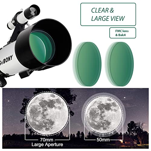 SVBONY SV501P Telescope for Kids Beginners Adults, Astronomical Refracting Telescope for Gift Moon Planets, 70mm Aperture 400mm AZ Mount, Astronomical Telescope, with Tripod and Backpack