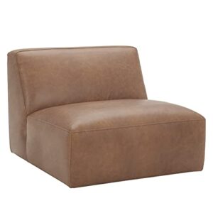 amazon brand – rivet modern armless living room lounge chair, 35.4"w, cognac brown leather