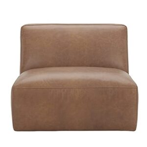 Amazon Brand – Rivet Modern Armless Living Room Lounge Chair, 35.4"W, Cognac Brown Leather