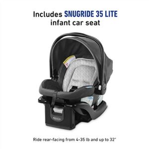 GRACO FastAction SE Travel System Includes Quick Folding Stroller and SnugRide 35 Lite Infant Car Seat, Derby