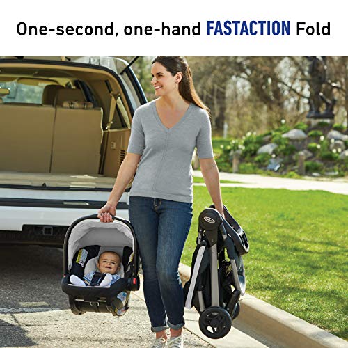 GRACO FastAction SE Travel System Includes Quick Folding Stroller and SnugRide 35 Lite Infant Car Seat, Derby