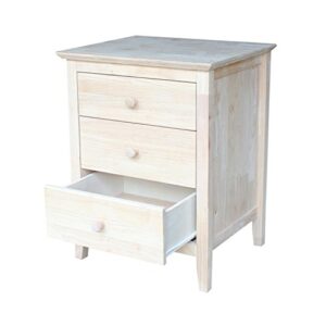 International Concepts Nightstand with 3 Drawers, Standard & Dresser with 3 Drawers, Unfinished