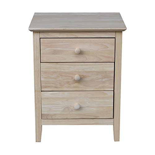 International Concepts Nightstand with 3 Drawers, Standard & Dresser with 3 Drawers, Unfinished