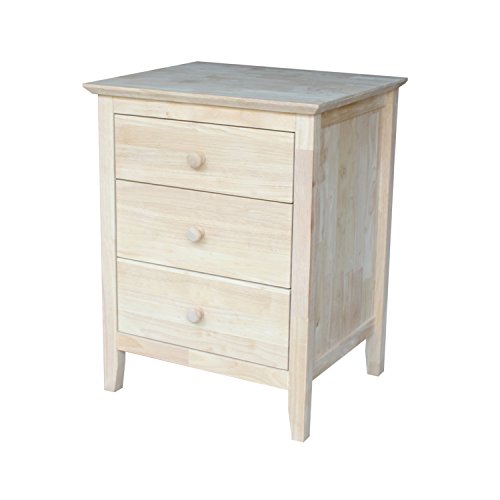 International Concepts Nightstand with 3 Drawers, Standard & Dresser with 3 Drawers, Unfinished