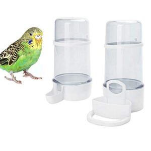 2 pack automatic bird feeder bird water bottle drinker clear food seed dispenser container set hanging in cage no-mess for parrots budgie cockatiel lovebirds finch canary hamster 415ml