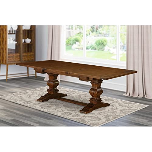 East West Furniture Dinner LAT-08-TP Kitchen Table Round Tabletop and 92 x 42 x 30-Antique Walnut Finish