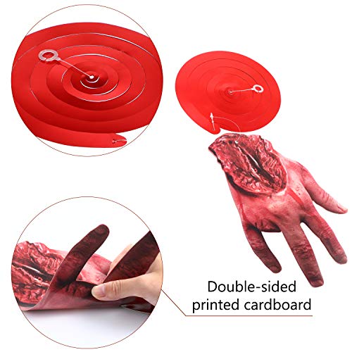 Scary Halloween Decorations Blood Weapon Hanging Swirl , Fake Scary Broken Blood Hands and Feet Broken Body Parts Foil Swirl for Haunted House Halloween Vampire Zombie Party Supplies, 30 Count