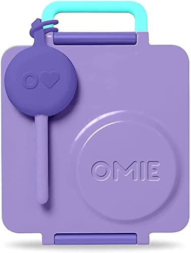 OmieBox Deluxe Bundle Set - Insulated Bento Lunch Box With Thermos PLUS Reusable Fork and Spoon with Case - (Purple)