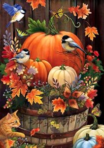 cat fall pumpkin jigsaw puzzle 500 piece for adults art project thanksgiving gift 20.5 x 14.9 inch