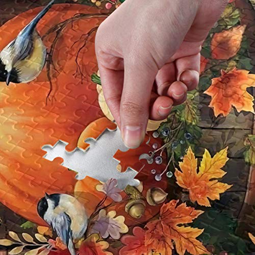 Cat Fall Pumpkin Jigsaw Puzzle 500 Piece for Adults Art Project Thanksgiving Gift 20.5 x 14.9 Inch