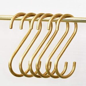 6 pieces, brass s shaped hooks, gold coat clothes towel hangers, kitchen pots pans coffee cups rack hooks