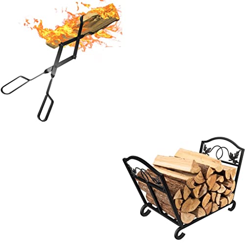 Amagabeli Fireplace Tongs Bundle Firewood Holder