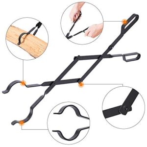 Amagabeli Fireplace Tongs Bundle Firewood Holder