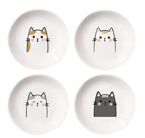 4pcs ceramics cat dinner relish dishes seasoning dishes dipping appetizer plates